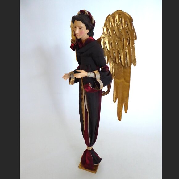VINTAGE 19” CHRISTMAS ANGEL GOLD WINGS HOLIDAY FIGURE STATUE - Picture 7 of 16